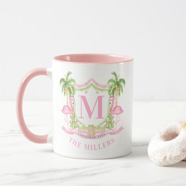 Caneca Crestão de Natal com Flamingo Elegante (Com Donut)