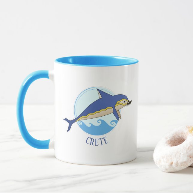 Caneca Creta, Grécia Minoano Dolphin & Waves (Com Donut)