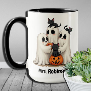Caneca Criação de Patinhas Assustadoras Gatos Fantasmas d