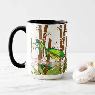 Caneca Criança e Arte Rezando Mantis Impressão Verde Anim