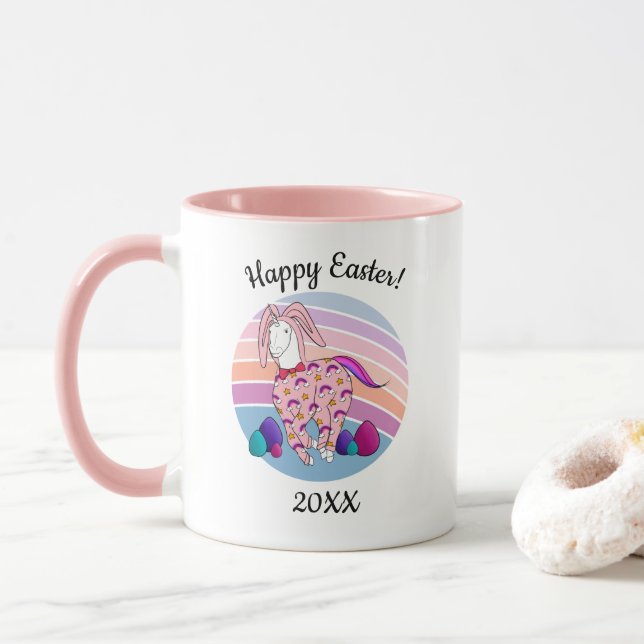 Caneca Crianças - Coelhinho da Páscoa - Unicórnio em Bunn (Com Donut)