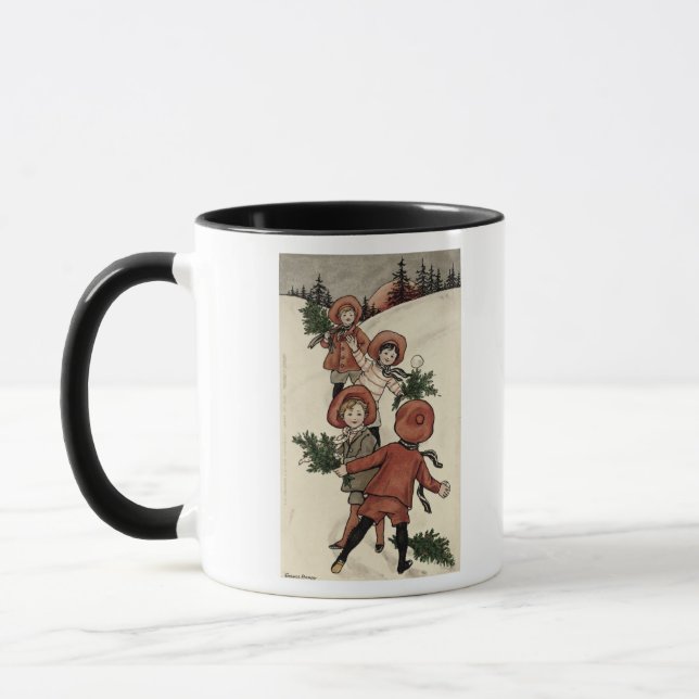 Caneca Crianças com os Snowballs de jogo do azevinho (Esquerda)
