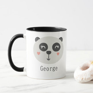 Caneca Crianças Custa Scandi Panda Nome Personalizado Doi