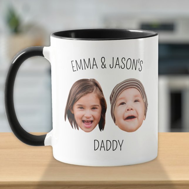 Caneca Crianças Cutes Personalizadas Face 2 Foto Para Pai (Criador carregado)