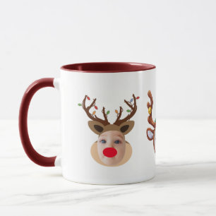 Caneca Crianças dotadas de Natal Engraçadas Rostos Maroon