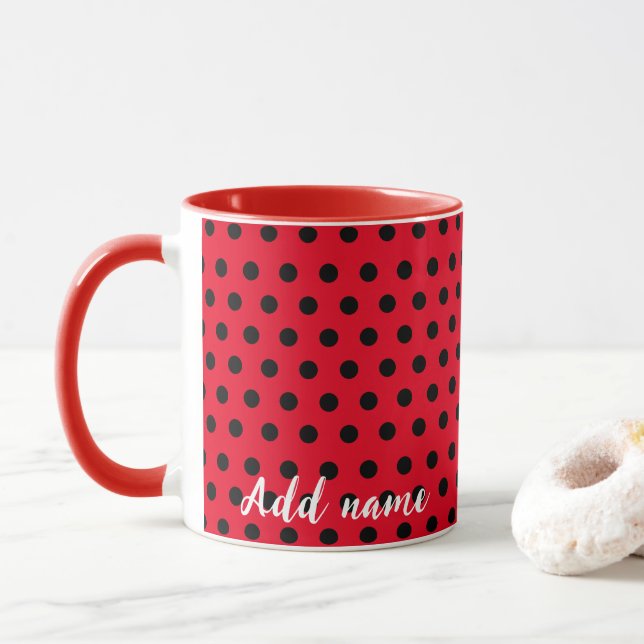 Caneca Crianças Festas de Bolinhas Vermelho e Bonito (Com Donut)