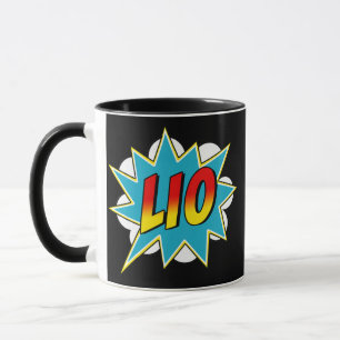 Caneca Crianças Meninos Lio Name Super-Herói do Livro 