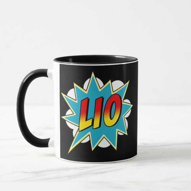 Caneca Crianças Meninos Lio Name Super-Herói do Livro  (Esquerda)
