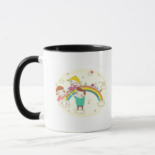 Caneca Crianças que jogam no arco-íris