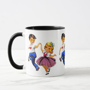 Caneca Crianças Vintage Menino e Menina: Adorável
