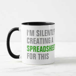 Caneca Criando silenciosamente uma planilha para isso