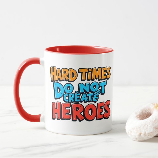 Caneca Criar Heróis Tipográficos com Gradiente Vibrante (Com Donut)