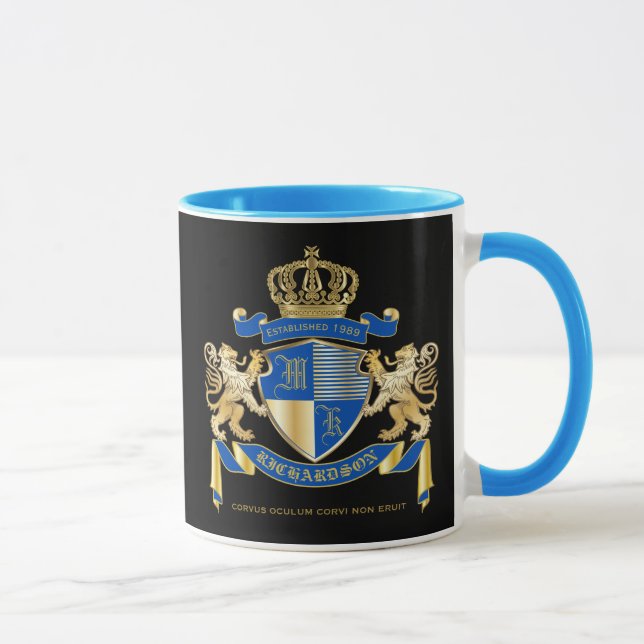 Caneca Criar seu próprio emblema Dourado azul do leão da (Direita)