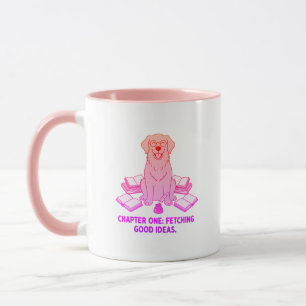 Caneca Criativa Rosa Pastel Escritor Retriever