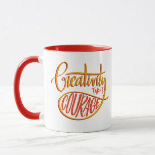 Caneca Criatividade leva coragem - Mug retrô
