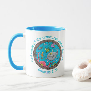 Caneca Criaturas marinhas engraçadas versículo bíblico de