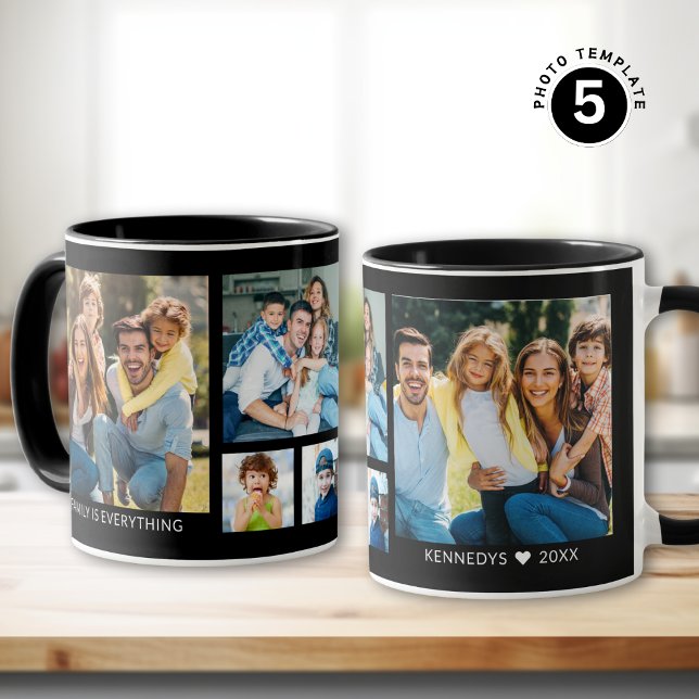 Caneca Crie a sua própria colagem de fotos da família 5 p (Criador carregado)