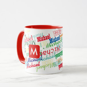 Caneca crie / design seu próprio padrão de nome vermelho