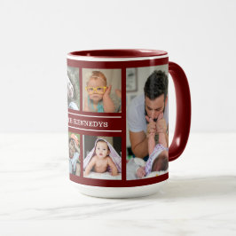 Caneca Crie o seu nome de família de colagem de fotos 6 M