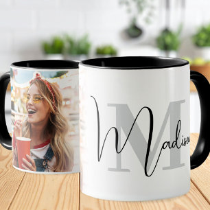 Caneca Crie Seu Próprio Monograma de Foto Personalizado