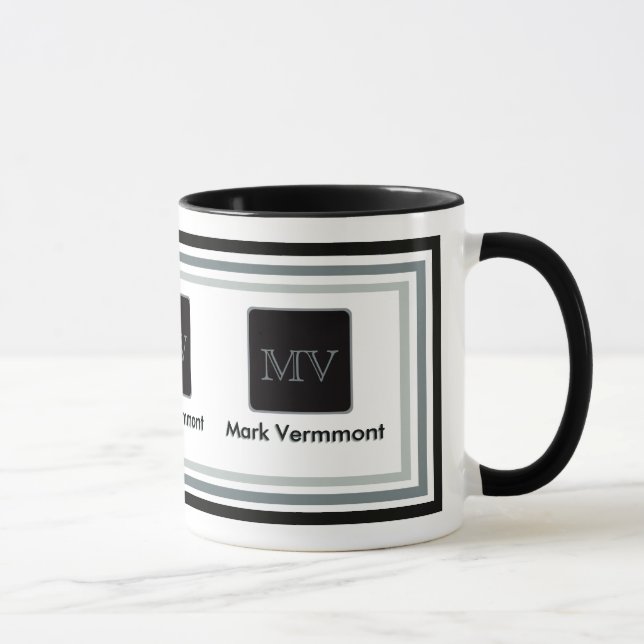 Caneca crie seu próprio monograma preto/branco (Direita)