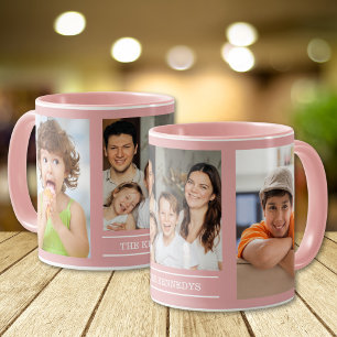 Caneca Crie Seu Próprio Nome de Família 3 Colagem de Foto