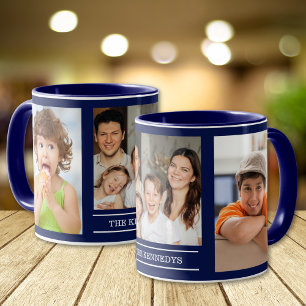 Caneca Crie Seu Próprio Nome de Família 3 Colagem de Foto