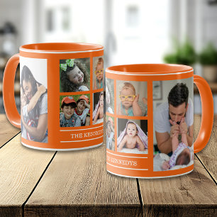 Caneca Crie Seu Próprio Nome de Família 6 Colagem de Foto