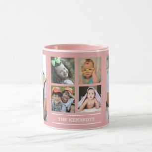 Caneca Crie seu próprio nome de família de colagem de fot