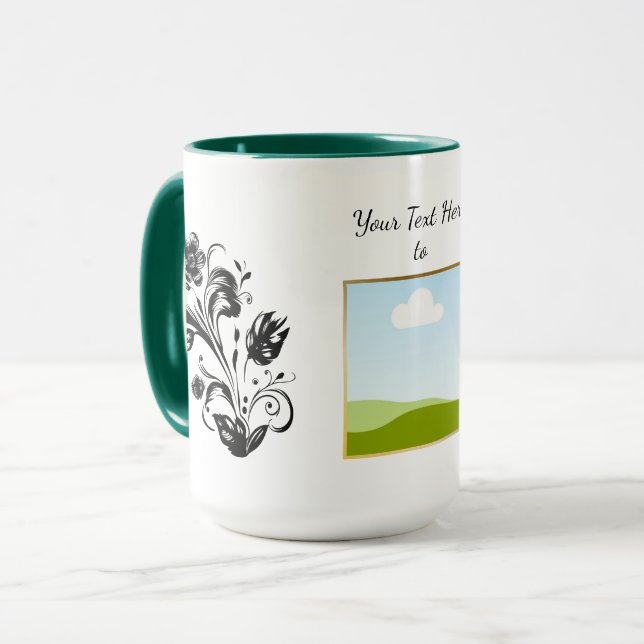 Caneca Crie seu próprio texto de modelo personalizado (Frente Esquerda)