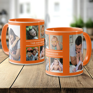 Caneca Crie Sua Própria Colagem de 6 Fotos Nome da Famíli