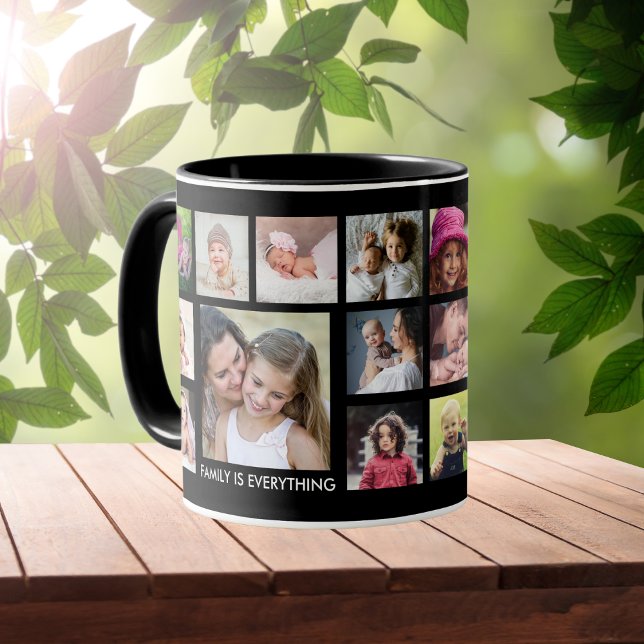 Caneca Crie Sua Própria Colagem de Fotografias Da Família (Create Your Own 18 photo Collage Mug)