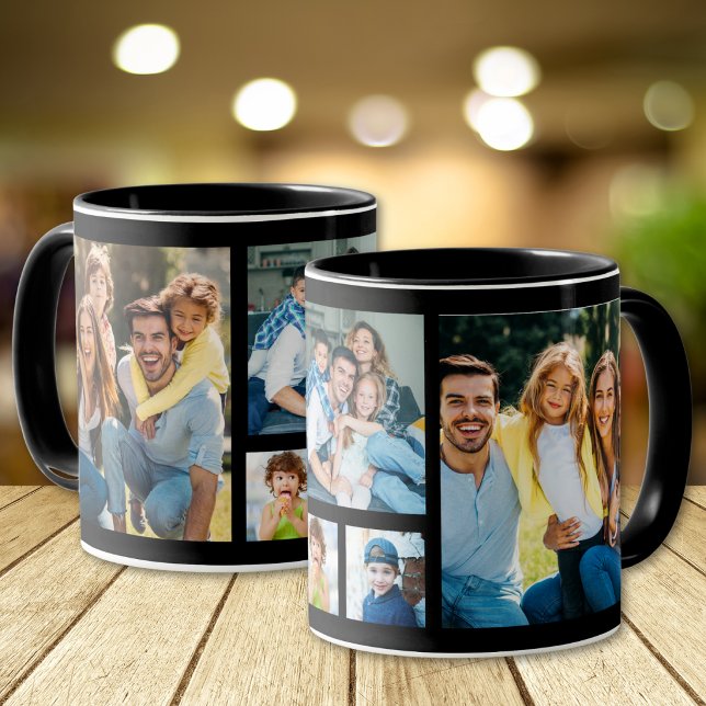Caneca Crie Sua Própria Colagem de Imagens com 5 Fotos Pr (Criador carregado)