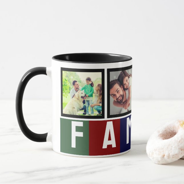 Caneca Crie sua própria coleção de fotos da família moder (Com Donut)