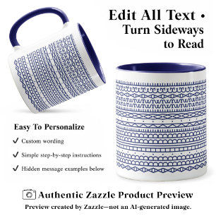 Caneca Crie Sua Própria Mensagem Oculta Longa, Texto, Azu