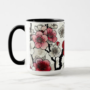 Caneca Crimson Blossom Elegance - Flora Inspirada no Japo