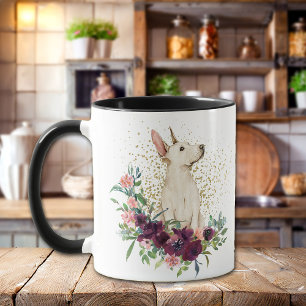 Caneca Crimson Floral Buquê Bull Terrier Puppy