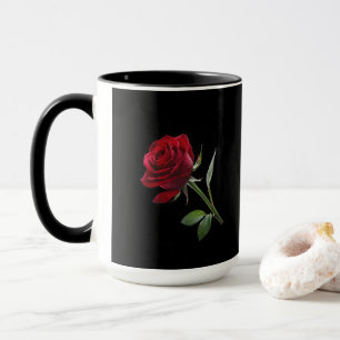 Caneca Crimson on Ebony: A Rosa vermelha Solteiro,