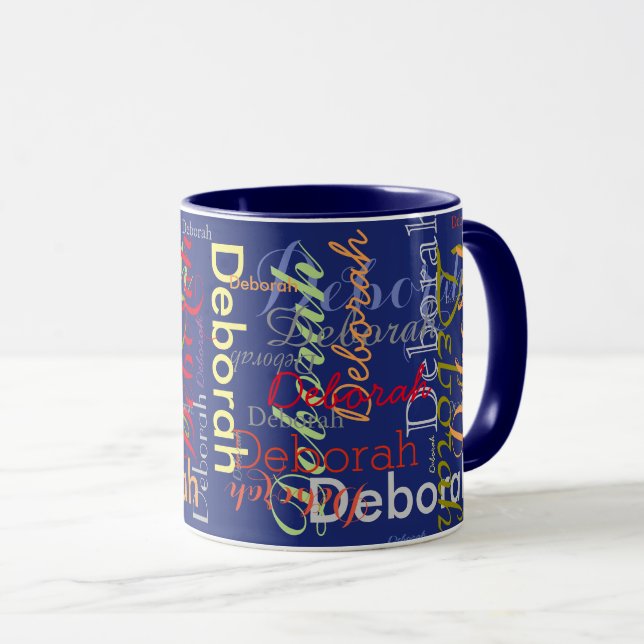 Caneca crio personalizado Nome tipografia azul (Frente Esquerda)