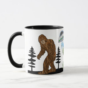 Caneca Criptid Big Foot, Chupacabra, Alienígena, OVNI