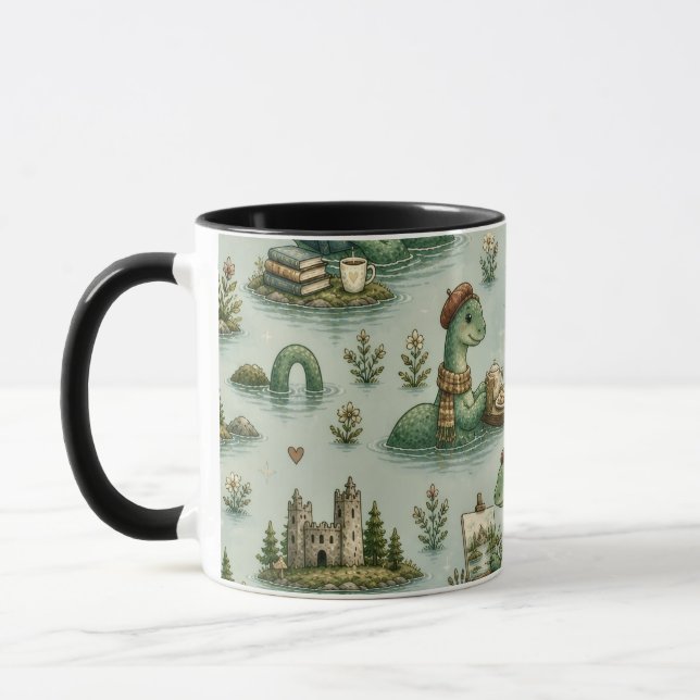 Caneca Críptidos Aconchegantes Nessie Monstro do Lago Nes (Esquerda)