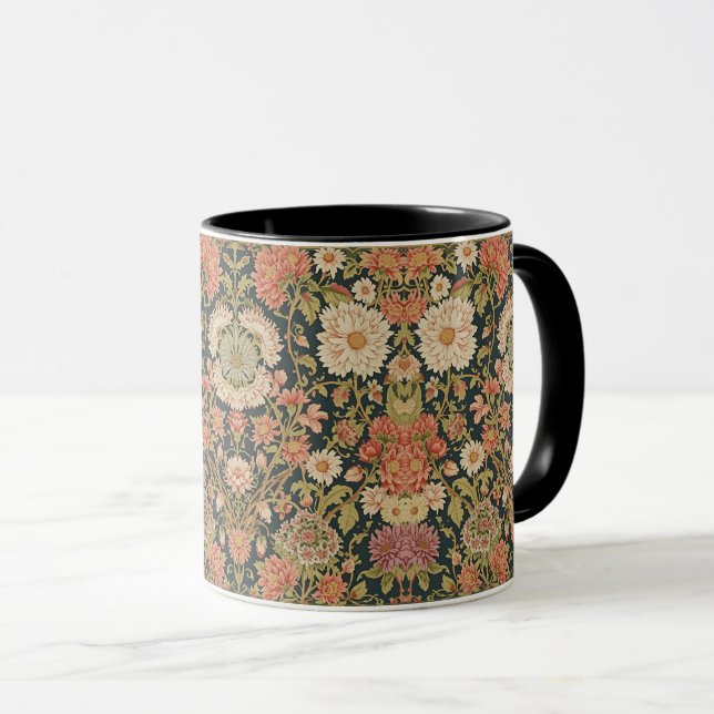 Caneca Crisântemos Florais Art Nouveau de William Morris (Frente Esquerda)