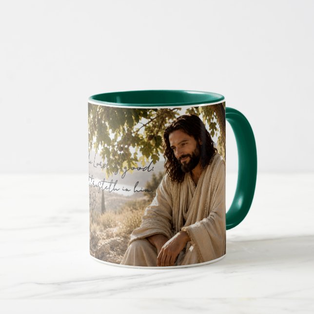 Caneca Cristã Jesus Pacífico sob a Figueira (Frente Esquerda)