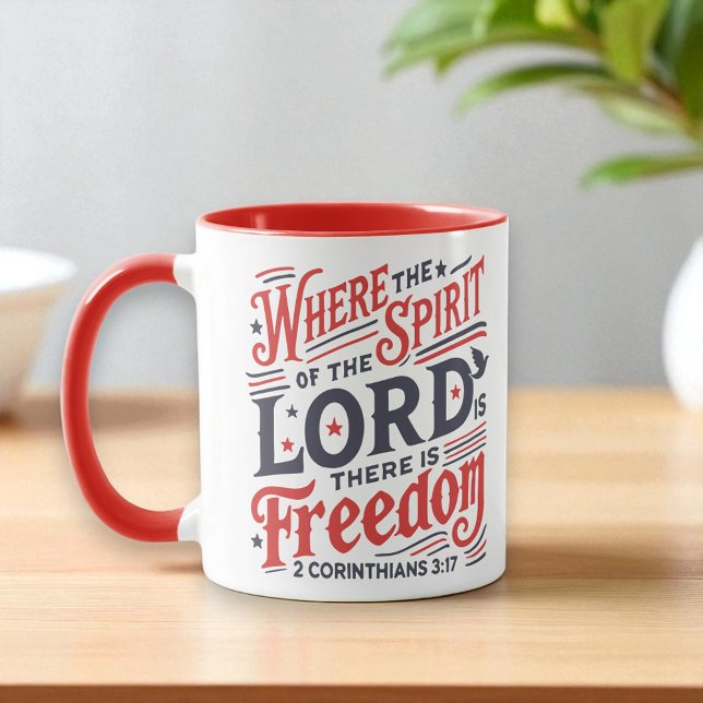 Caneca Cristão - Onde Espírito de Deus Liberdade Patrióti (Criador carregado)