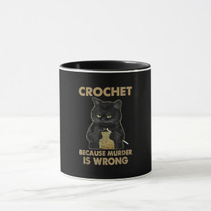 Caneca Crochet De Gato Negro Porque O Assassinato Está E