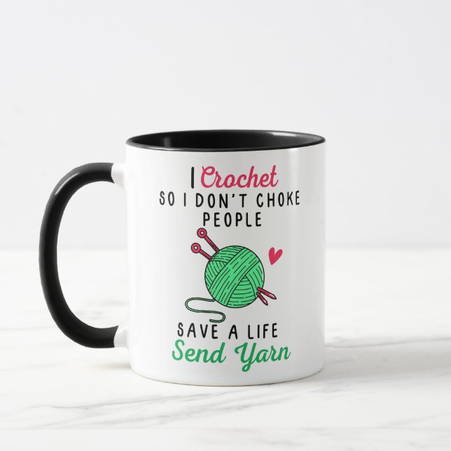 Caneca Crochet para eu não engasgar Yarn de tricô (Esquerda)