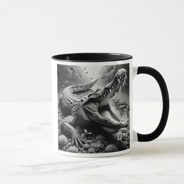 Caneca Crocodile impressionnant dans un décor sauvage. (Direita)