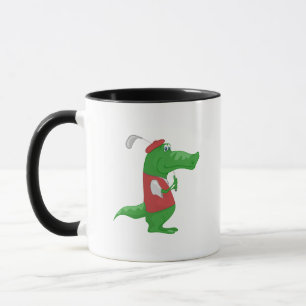 Caneca Crocodilo que joga desenhos animados do golfe