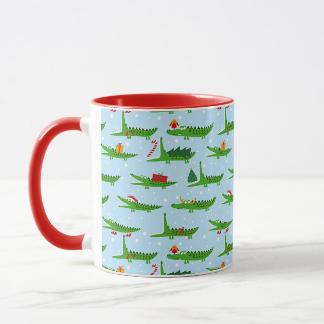 Caneca Crocodilos Festivos no Padrão de Figurinos de Nata (Esquerda)