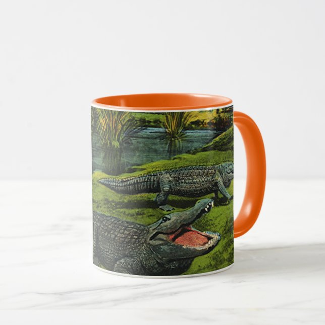 Caneca Crocodilos Vintage, Animais da Marinha Répteis (Frente Esquerda)